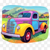 老式卡车-老式卡车卡车多彩复古复古-空若网 老式卡车-老式卡车卡车多彩复古复古-空若网