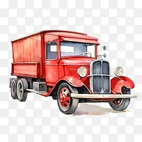 老式卡车-老式卡车卡车红色复古水彩-空若网 老式卡车-老式卡车卡车红色复古水彩-空若网
