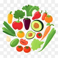 新鲜蔬菜—黑色背景中排列成圆圈的新鲜蔬菜-空若网 新鲜蔬菜—黑色背景中排列成圆圈的新鲜蔬菜-空若网