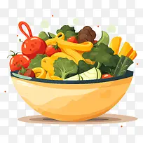 新鲜蔬菜—木碗中充满活力,色彩缤纷的蔬菜沙拉-空若网 新鲜蔬菜—木碗中充满活力,色彩缤纷的蔬菜沙拉-空若网