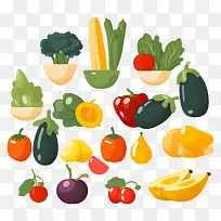 水果和蔬菜-各种水果和蔬菜排列在盘子上-空若网 水果和蔬菜-各种水果和蔬菜排列在盘子上-空若网