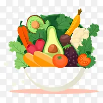 蔬菜碗—黑色背景中五颜六色的蔬菜丁碗-空若网 蔬菜碗—黑色背景中五颜六色的蔬菜丁碗-空若网