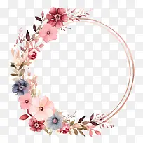 水彩花环-黑色背景上的水彩花环-空若网 水彩花环-黑色背景上的水彩花环-空若网