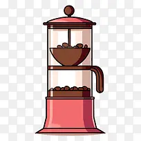 咖啡机-带玻璃顶部和木质底座的粉色咖啡机-空若网 咖啡机-带玻璃顶部和木质底座的粉色咖啡机-空若网