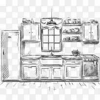绘制厨房家具插图.手绘厨房-空若网 绘制厨房家具插图.手绘厨房-空若网