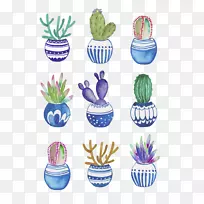 花盆仙人掌水彩画盆栽仙人掌水彩画-空若网 花盆仙人掌水彩画盆栽仙人掌水彩画-空若网