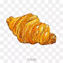牛角面包水彩画艺术插图-空若网 牛角面包水彩画艺术插图-空若网