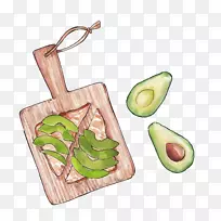 鳄梨早午餐木瓜水彩画插图-木瓜-空若网 鳄梨早午餐木瓜水彩画插图-木瓜-空若网