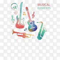 乐器剪贴画.彩色几何乐器材料-空若网 乐器剪贴画.彩色几何乐器材料-空若网
