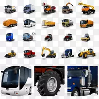 计算机图标拖拉机卡车拖车和公共汽车-空若网 计算机图标拖拉机卡车拖车和公共汽车-空若网