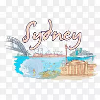 悉尼歌剧院插图墙上贴着手绘的城市建筑,在悉尼,澳大利亚。-空若网 悉尼歌剧院插图墙上贴着手绘的城市建筑,在悉尼,澳大利亚。-空若网
