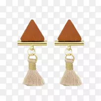 耳环棕色流苏三角形金雪花球-空若网 耳环棕色流苏三角形金雪花球-空若网