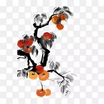 画水墨画插图柿子画-空若网 画水墨画插图柿子画-空若网