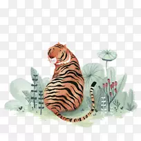 水彩画插图-精美水彩虎莲花-空若网 水彩画插图-精美水彩虎莲花-空若网