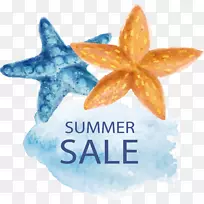 海星水彩画-两只水彩画海星-空若网 海星水彩画-两只水彩画海星-空若网