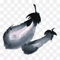 水墨画植物水彩画画油墨茄子-空若网 水墨画植物水彩画画油墨茄子-空若网