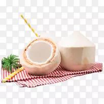 椰奶图标-红色条纹布上的绿色椰子-空若网 椰奶图标-红色条纹布上的绿色椰子-空若网