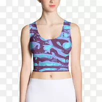 裁剪上衣无袖T恤衫-空若网 裁剪上衣无袖T恤衫-空若网