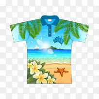 T恤袖马球衫芦荟衬衫热带印花-空若网 T恤袖马球衫芦荟衬衫热带印花-空若网