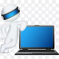 戴尔电脑维修技师安装.带膝上型电脑的三维人-空若网 戴尔电脑维修技师安装.带膝上型电脑的三维人-空若网