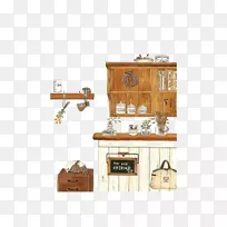 水彩画卡通插图-厨房角落-空若网 水彩画卡通插图-厨房角落-空若网