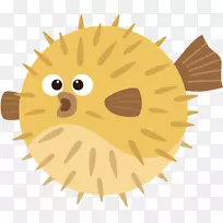 卡通河豚画夹艺术剪刀手-空若网 卡通河豚画夹艺术剪刀手-空若网