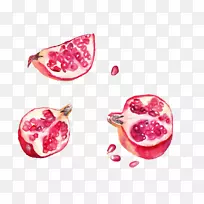 石榴草莓水彩画石榴-空若网 石榴草莓水彩画石榴-空若网
