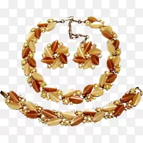 耳环琥珀项链珠宝仿制宝石和莱茵石项链-空若网 耳环琥珀项链珠宝仿制宝石和莱茵石项链-空若网