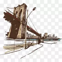 伦敦桥水彩画插图.伦敦桥和城市建筑-空若网 伦敦桥水彩画插图.伦敦桥和城市建筑-空若网