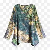 袖子衬衫连衣裙青绿色手漆中秋-空若网 袖子衬衫连衣裙青绿色手漆中秋-空若网