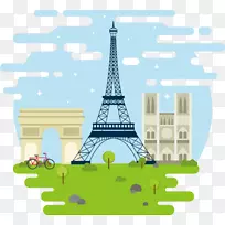 埃菲尔铁塔拱形纪念碑剪贴画手绘元素巴黎-空若网 埃菲尔铁塔拱形纪念碑剪贴画手绘元素巴黎-空若网