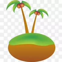椰子-卡通椰子树岛-空若网 椰子-卡通椰子树岛-空若网