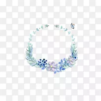 蝴蝶水彩画蓝蝴蝶创作水彩花环-空若网 蝴蝶水彩画蓝蝴蝶创作水彩花环-空若网
