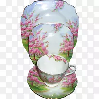 咖啡杯瓷碟餐具-清明樱花节-空若网 咖啡杯瓷碟餐具-清明樱花节-空若网