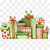 圣诞礼物水彩画圣诞晚餐插图彩绘水彩画-空若网 圣诞礼物水彩画圣诞晚餐插图彩绘水彩画-空若网