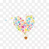 水彩画.心形降落伞-空若网 水彩画.心形降落伞-空若网