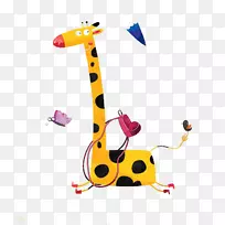 长颈鹿画水彩画插图卡通长颈鹿-空若网 长颈鹿画水彩画插图卡通长颈鹿-空若网