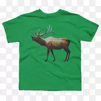 t恤驯鹿绿蓝麋鹿头-空若网 t恤驯鹿绿蓝麋鹿头-空若网