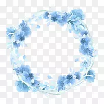花环水彩画蓝色水彩画-空若网 花环水彩画蓝色水彩画-空若网