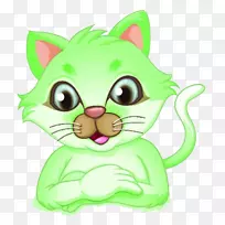 猫插图-绿色猫鼻子-空若网 猫插图-绿色猫鼻子-空若网