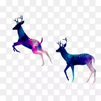 驯鹿画水彩画-紫鹿-空若网 驯鹿画水彩画-紫鹿-空若网