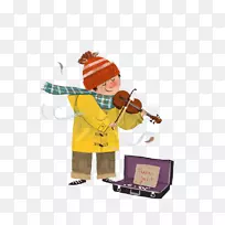 卡通插画小提琴插画-卡通拉小提琴-空若网 卡通插画小提琴插画-卡通拉小提琴-空若网