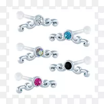 耳环体珠宝杠铃银螺旋穿孔杠铃-空若网 耳环体珠宝杠铃银螺旋穿孔杠铃-空若网