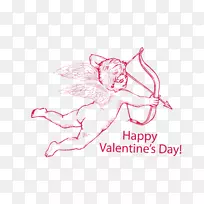 丘比特神情人节爱情插画-红爱神天使-空若网 丘比特神情人节爱情插画-红爱神天使-空若网