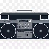 小型盒式录音带唱片.简单黑色收音机-空若网 小型盒式录音带唱片.简单黑色收音机-空若网