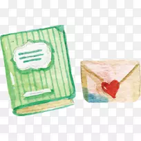 水彩画.手绘水彩画书籍和信封-空若网 水彩画.手绘水彩画书籍和信封-空若网