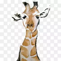 长颈鹿水彩画画长颈鹿画-空若网 长颈鹿水彩画画长颈鹿画-空若网