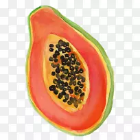 木瓜西瓜画水彩画.手绘半木瓜-空若网 木瓜西瓜画水彩画.手绘半木瓜-空若网