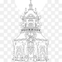 对称线艺术素描-旋转木马-空若网 对称线艺术素描-旋转木马-空若网