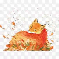 红狐水彩画.水彩狐-空若网 红狐水彩画.水彩狐-空若网